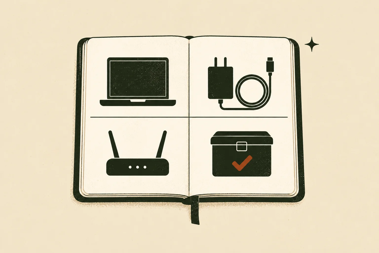 Editorial budget diagram separating essential remote-work technology from optional travel upgrades